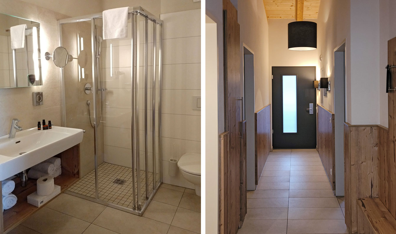 Zweites Badezimmer mit Dusche + Flur